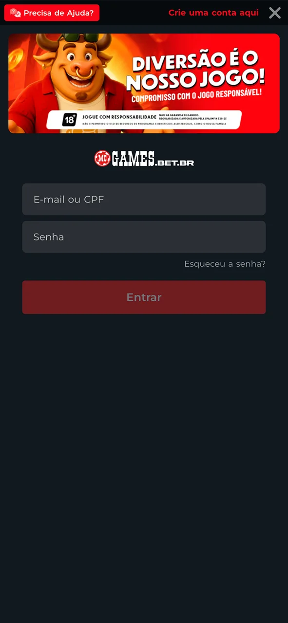 Entre na aplicação e comece a jogar com o Android PWA do MC Games.