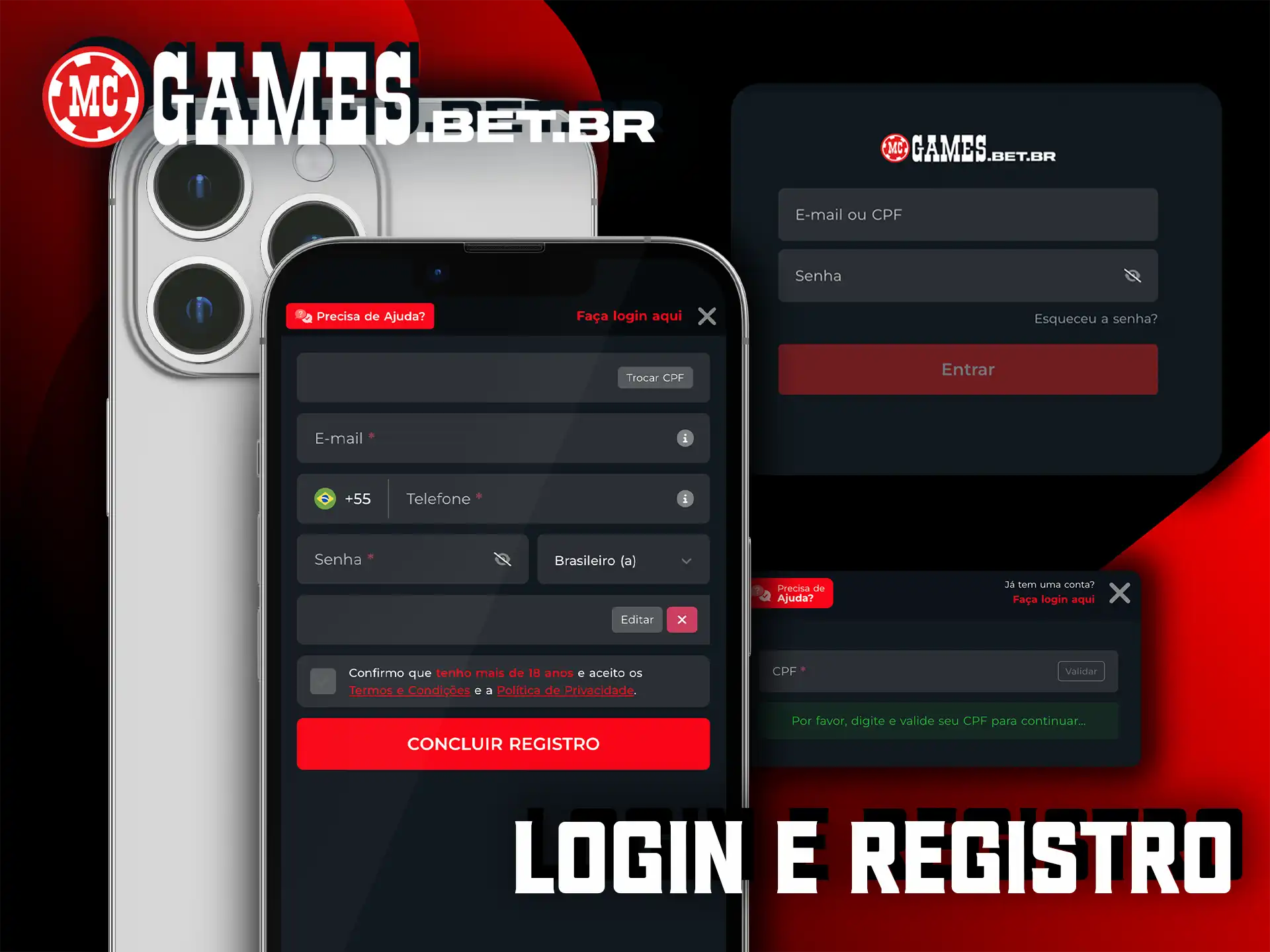 Faça login e registro pelo aplicativo em segundos e comece a ganhar no MC Games.