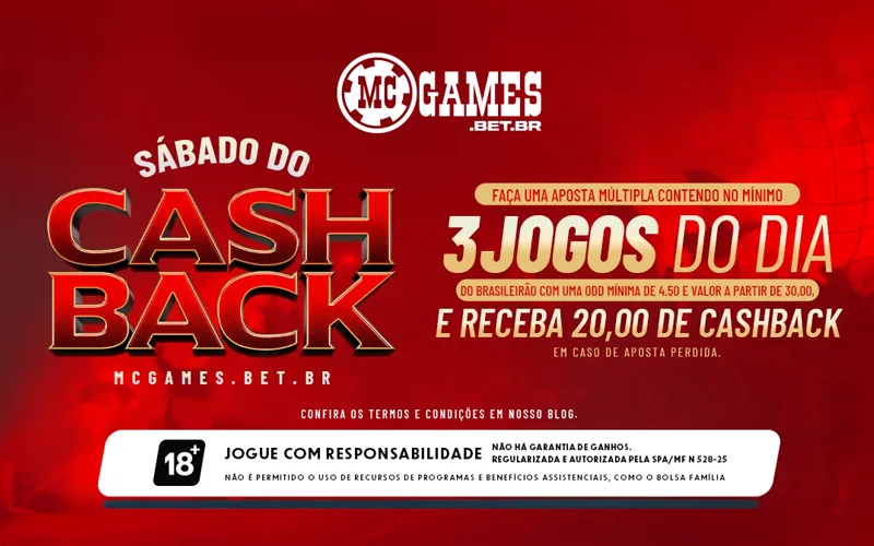 Aproveite o cashback de sábado bônus apostas esportivas e recupere parte de suas perdas no MC Games.