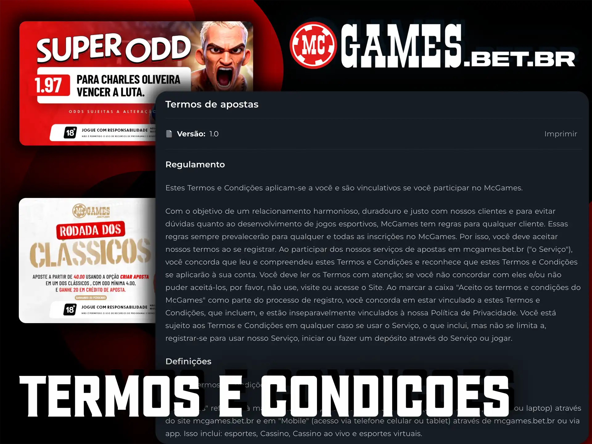 Verifique os termos e condições requisitos de aposta e saque seus prêmios do MC Games.