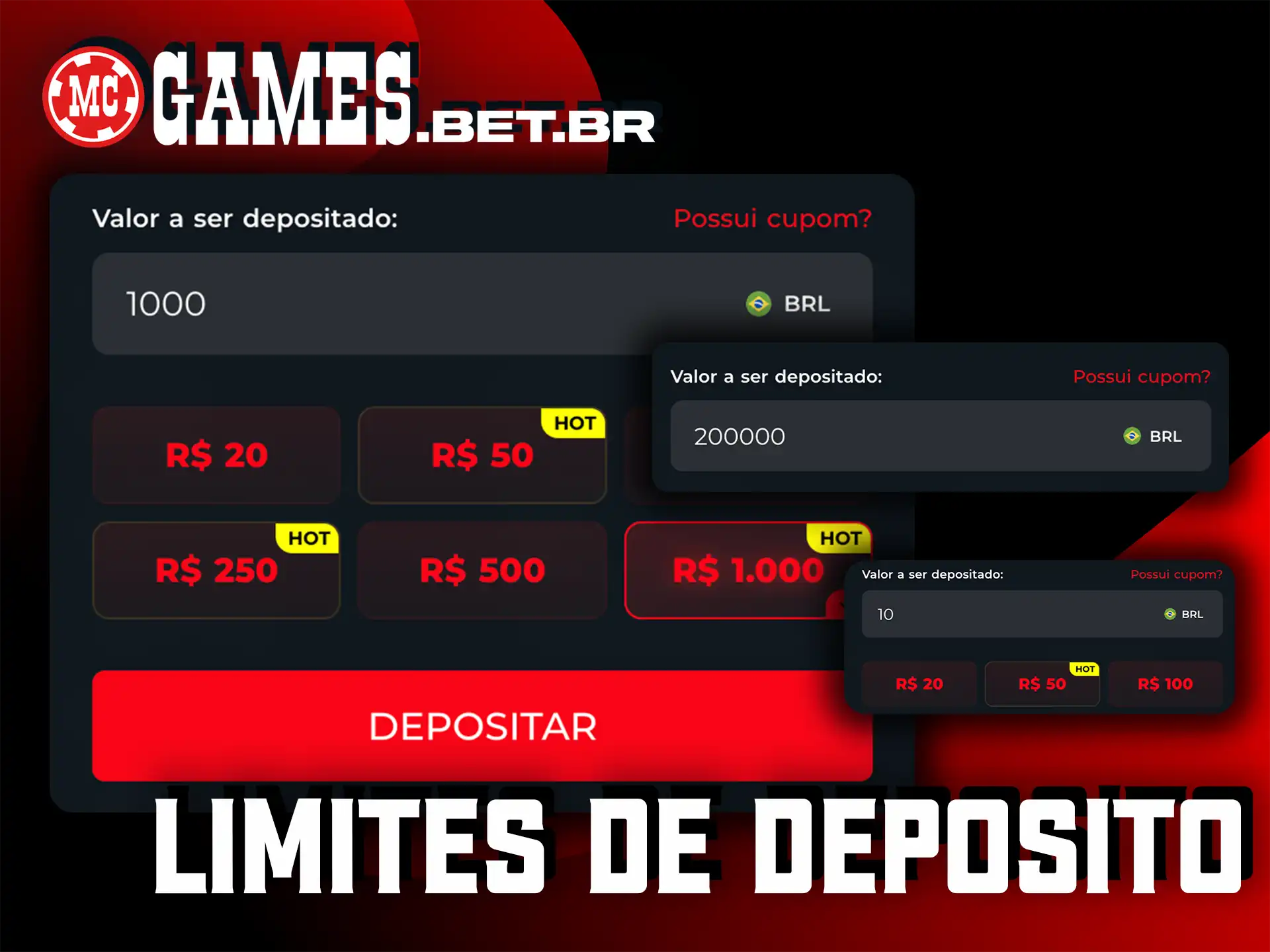 Verifique os limites de depósito e aposte o quanto quiser com segurança no MC Games.