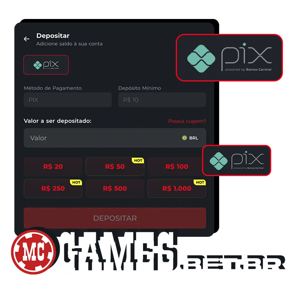 Gerencie seus depósitos e saques com segurança e comece a ganhar no MC Games.