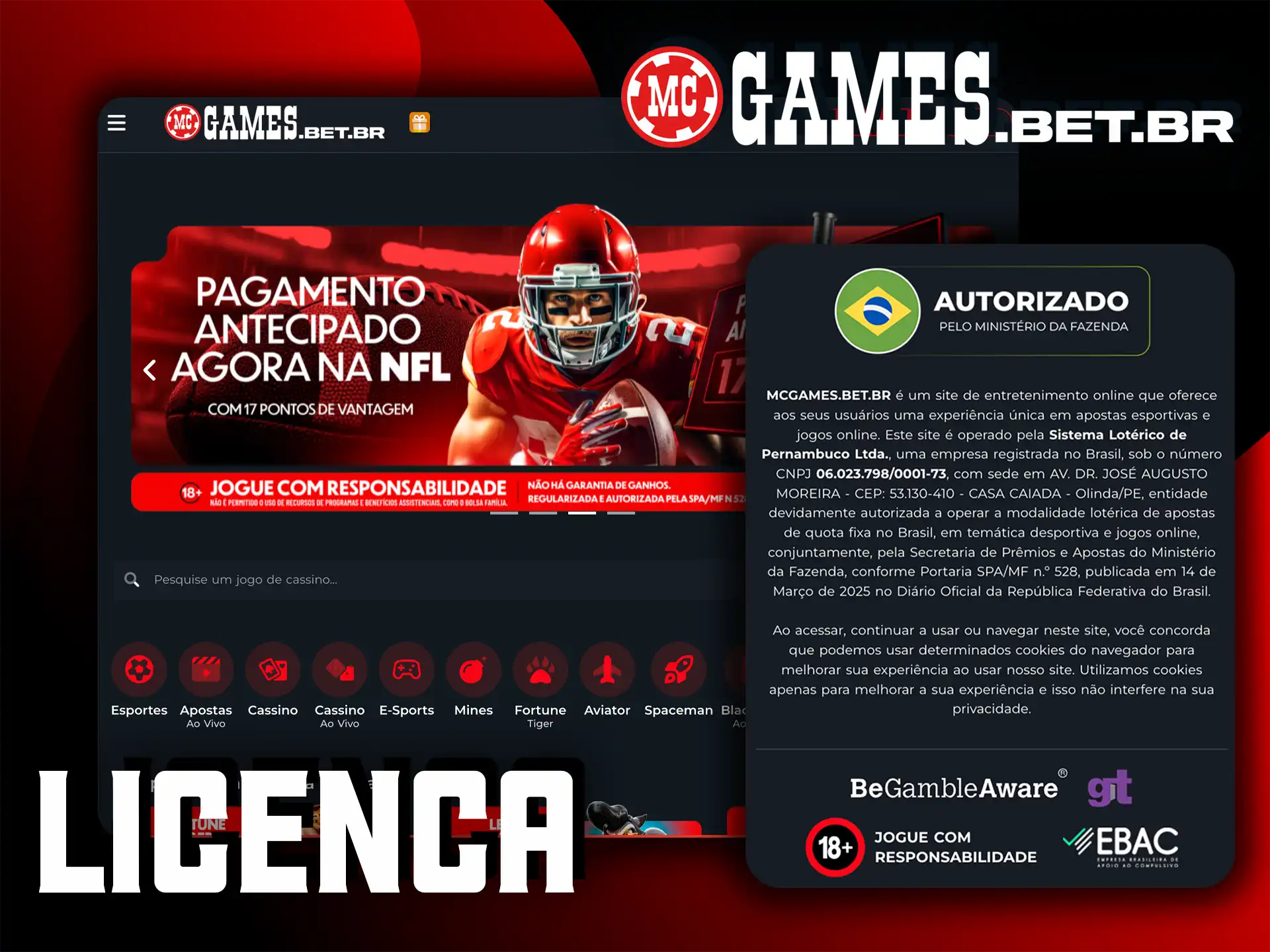 Jogue com total segurança e confiança graças à licença oficial da MC Games.