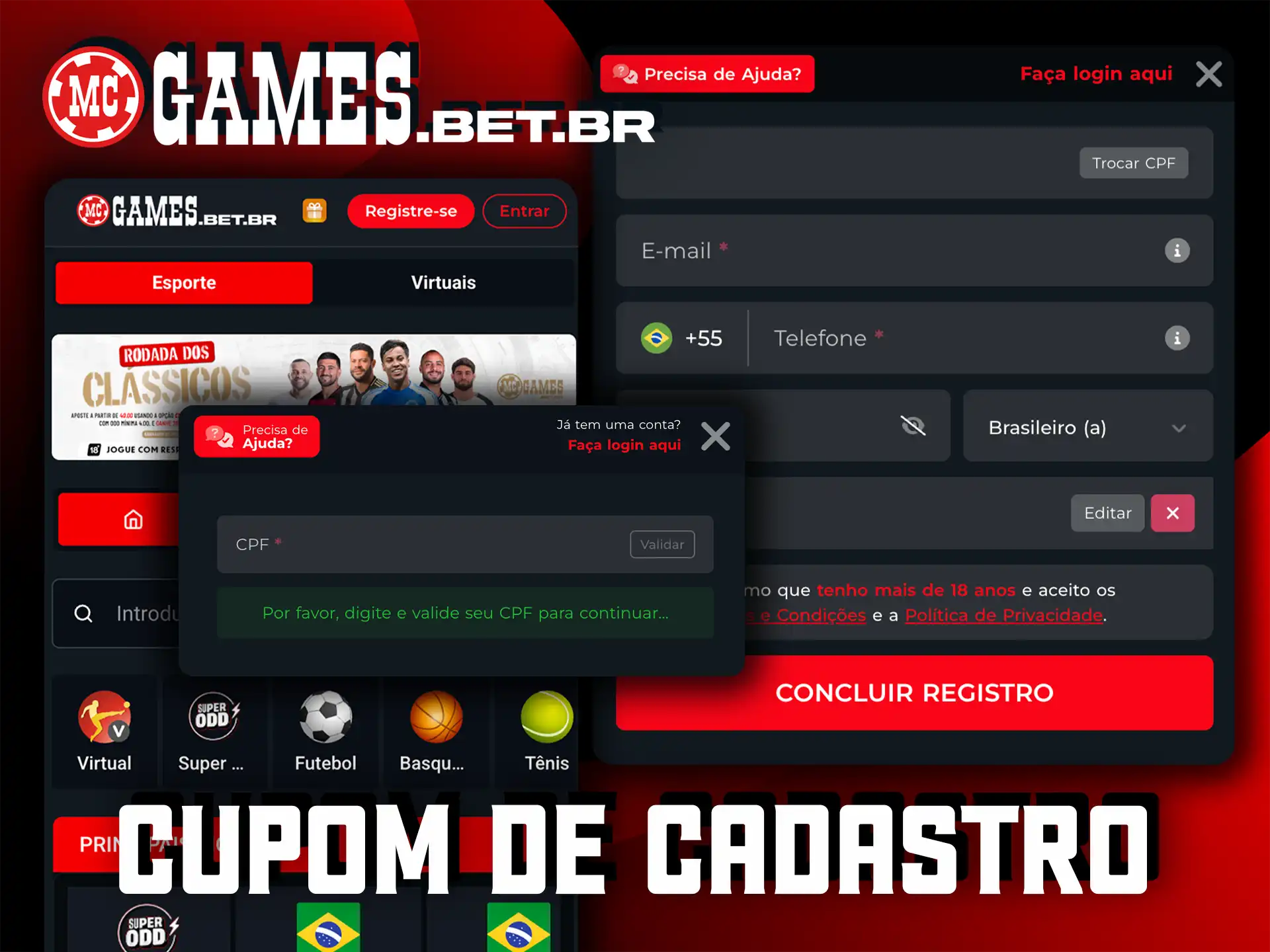 Use o cupom de cadastro MC Games e receba um bônus exclusivo para apostar.