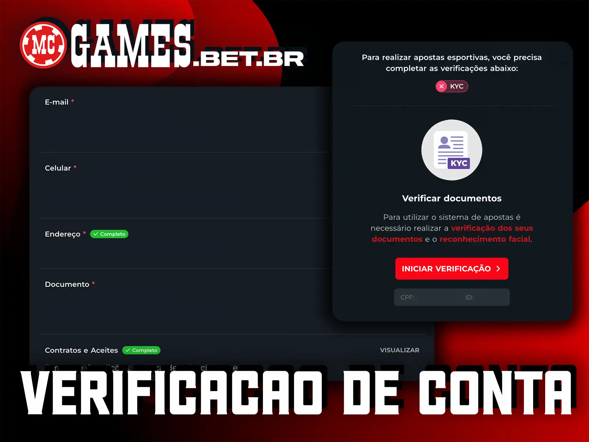 Conclua a verificação de conta rapidamente para sacar seus grandes prêmios no MC Games.